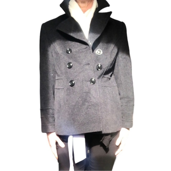 Wool Cashmere blend Tailored double breasted pea coat Size Large P - Picture 6 of 16